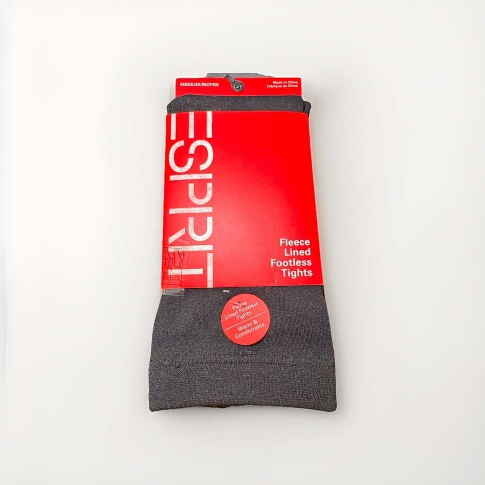Fleece Lined Footless Tights Black Medium Warm Stretch Winter